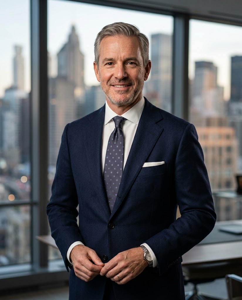 Executive Navy Suit Studio Portrait