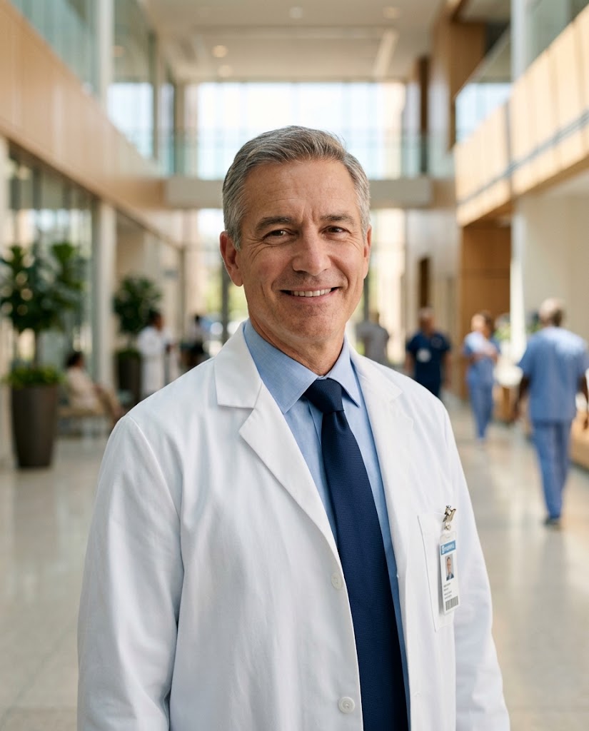 Physician White Coat Studio Portrait